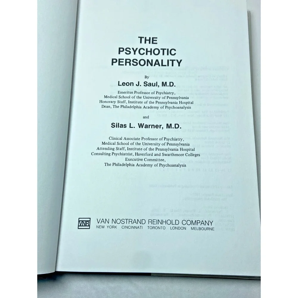 The Psychotic Personality‎ Hardcover Leon Saul Silas Warner 1st Edition 1982 VTG